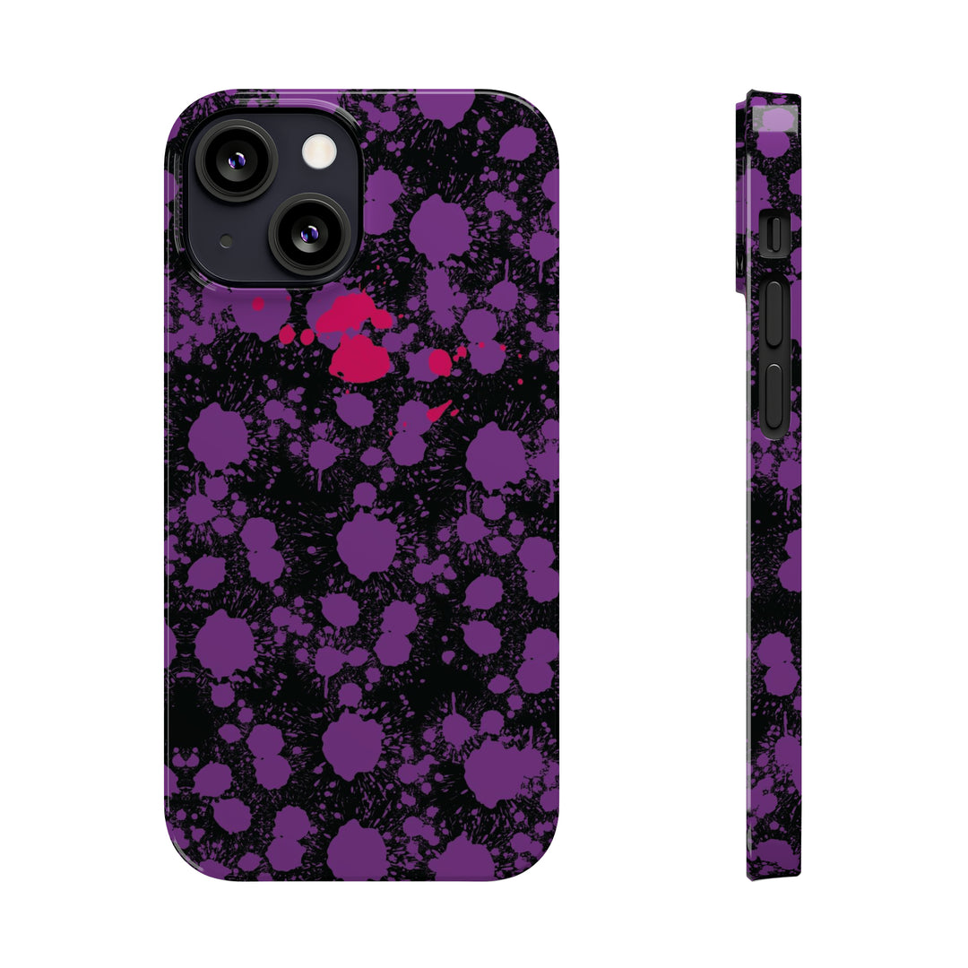 Slim Cute Phone Cases for Iphone - | iPhone 15 Case | iPhone 15 Pro Max Case, Iphone 14 Case, Iphone 14 Pro Max, Iphone 13, Purple Pink Paint Blots Splash - Studio40ParkLane