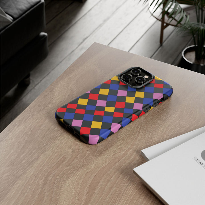 Aesthetic Tough Colorful Checkerboard Phone Case Premium - For iPhone 17 Pro Max iPhone 16 Pro iPhone 15 Iphone 14 Plus 13 Pro 12 11 10 XR - Studio40ParkLane