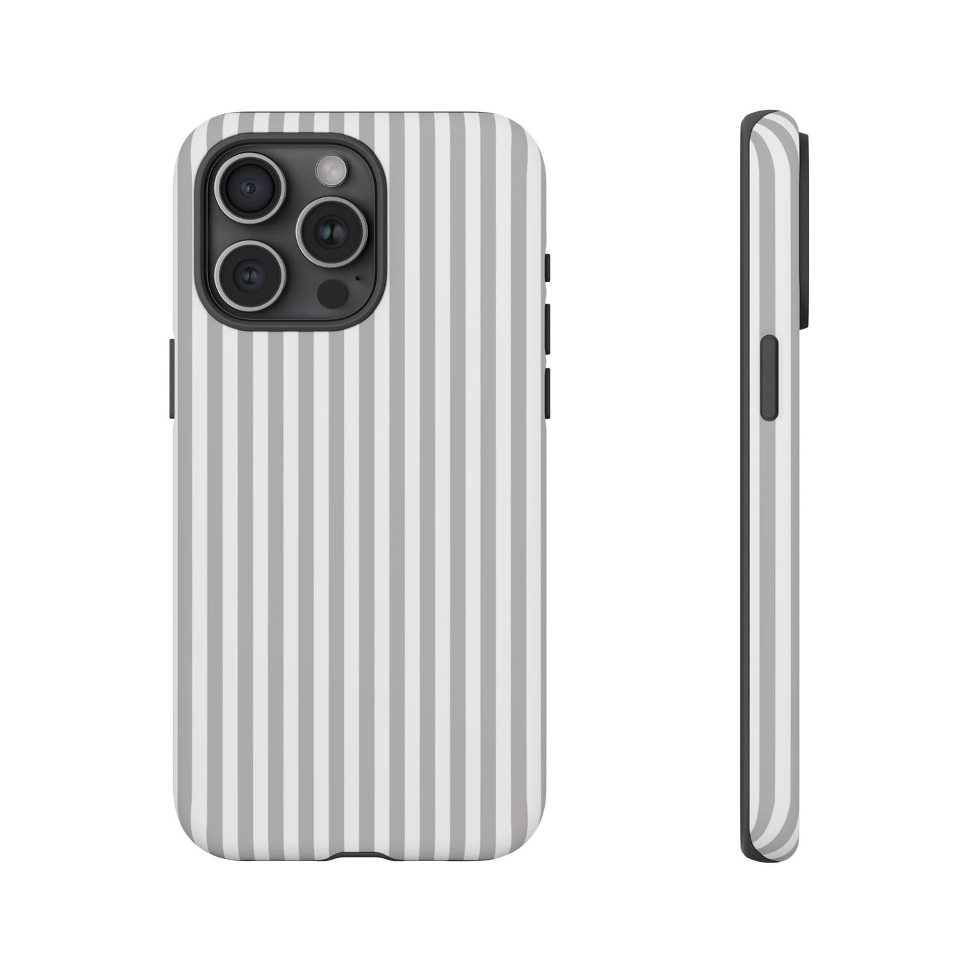 Tough Premium Ash Grey Stripes Phone Case Gift for Her - For Apple iPhone 16 Pro Max 16e iPhone 15 Pro iPhone Iphone 14 Plus 13 Pro 12 SE XR - Studio40ParkLane