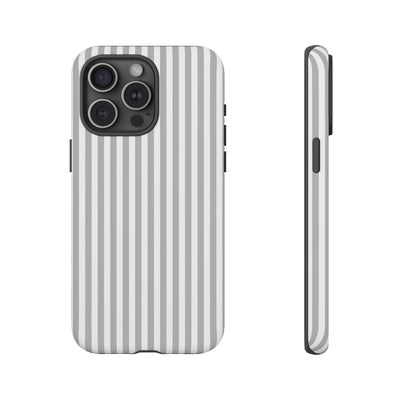 Tough Premium Ash Grey Stripes Phone Case Gift for Her - For Apple iPhone 16 Pro Max 16e iPhone 15 Pro iPhone Iphone 14 Plus 13 Pro 12 SE XR - Studio40ParkLane