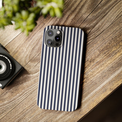 Slim Navy Blue Striped Cute Phone Case for Iphone 16 - | iPhone 15 Pro Max Case | iPhone 14 Case Iphone 13 12 11 10 9 8 7 XS X Gift for Her - Studio40ParkLane