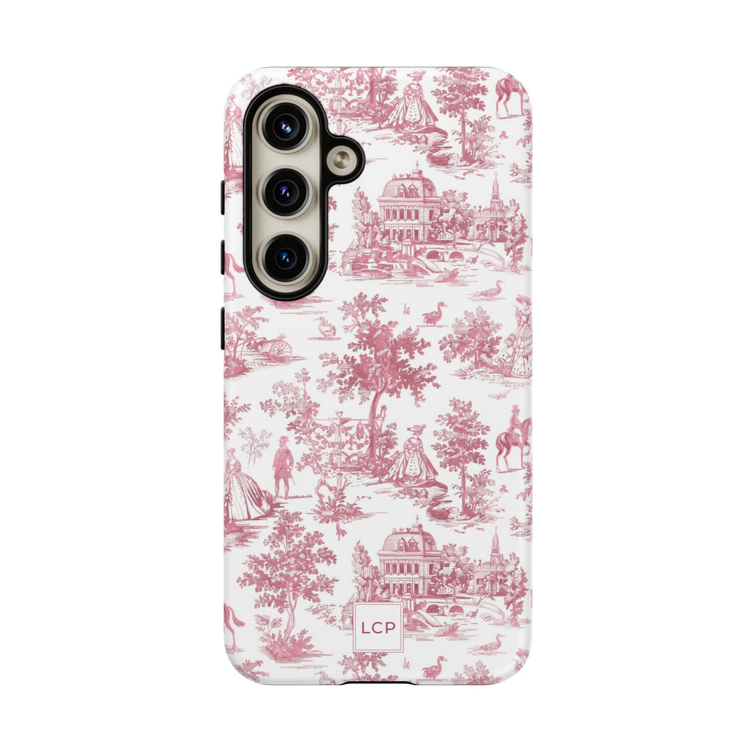 Personalized Custom French Toile Tough Cute Phone Case For Apple iPhone 18, 17, 16, 15 14, Pro Max, Samsung Galaxy S26, S25, S24 Plus Ultra