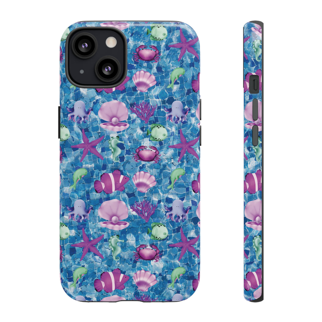 Cute IPhone Case | Blue Pink Under The Sea, iPhone 15 Case | iPhone 15 Pro Case, Iphone 14 Case, Iphone 14 Pro Max Case, Protective Iphone Case - Studio40ParkLane