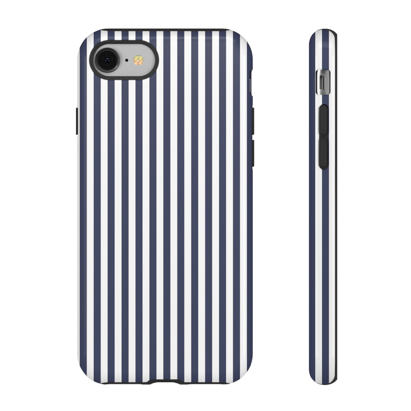 Tough Premium Navy Blue Stripes Phone Case Gift for Her - For Apple iPhone 16 Pro Max 16e iPhone 15 Pro iPhone Iphone 14 Plus 13 Pro 12 SE XR - Studio40ParkLane