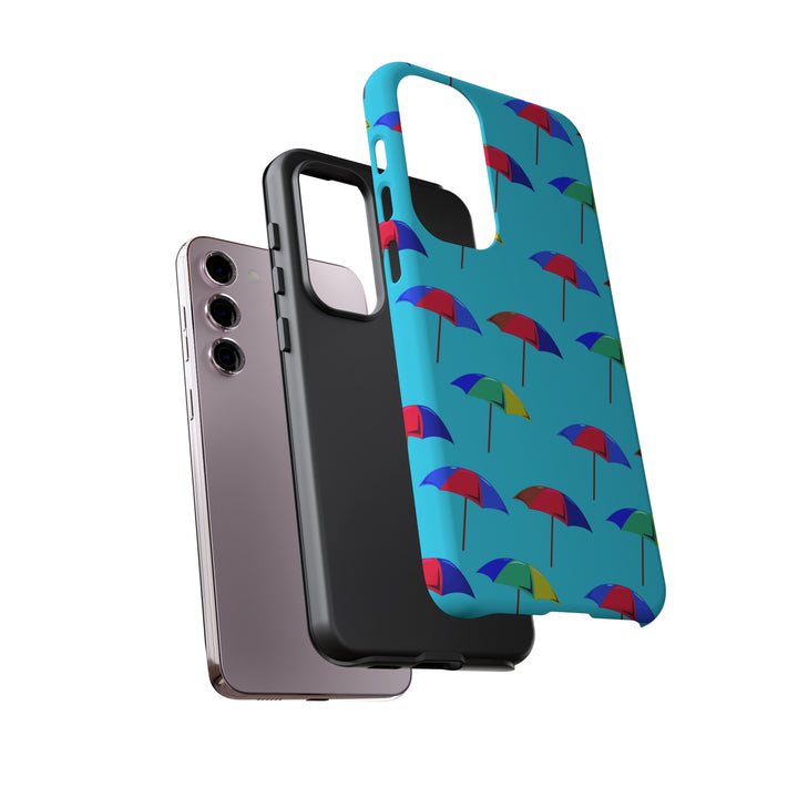 Cute Samsung Phone Case | Aesthetic Samsung Phone Case | Galaxy S23, S22, S21, S20 | Colorful Beach Parasols Blue, Protective Phone Case - Studio40ParkLane
