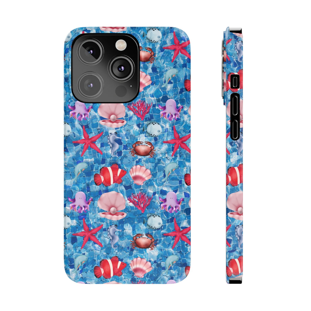 Slim Cute Phone Cases for Iphone - | iPhone 15 Case | iPhone 15 Pro Max Case, Iphone 14 Case, Iphone 14 Pro Max, Iphone 13, Blue Red Under Sea - Studio40ParkLane