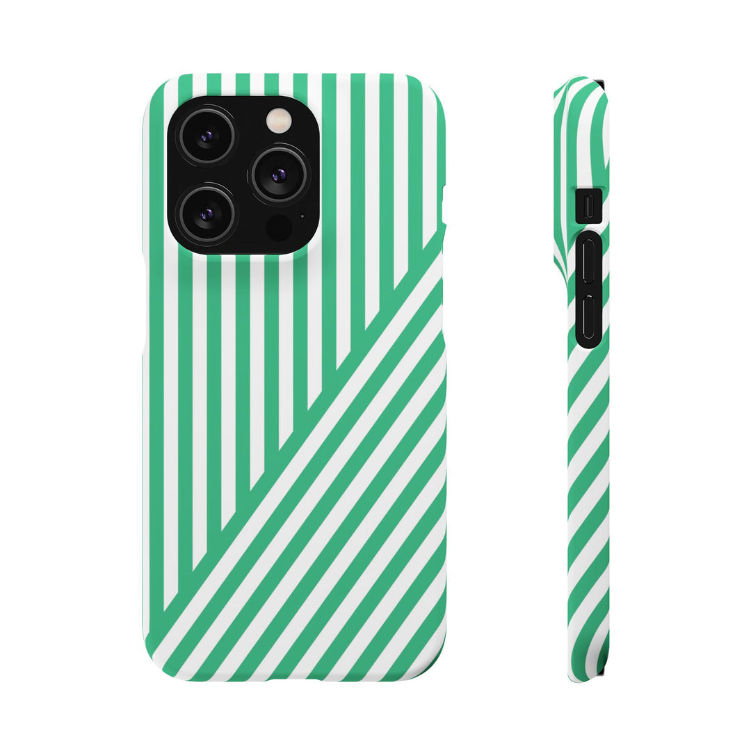 Aesthetic Emerald Stripes Cute Phone Case Sleek Snap - For iPhone 17 Pro Max iPhone 16 Pro iPhone 15 Iphone 14 Plus 13 Pro 12 11 10 Gift