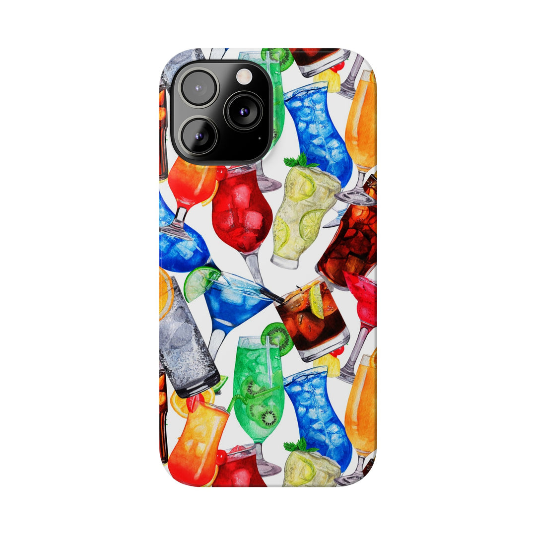 Slim Cute Phone Cases for Iphone - | iPhone 15 Case | iPhone 15 Pro Max Case, Iphone 14 Case, Iphone 14 Pro Max, Iphone 13, Summer Fruit Cocktail - Studio40ParkLane