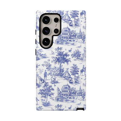 Premium Tough Blue French Toile Gift for Her Cute Phone Cases for Samsung and Iphone, 16, 15, 14, S24, S23, S22, S21, S20, Plus, Ultra, Pro