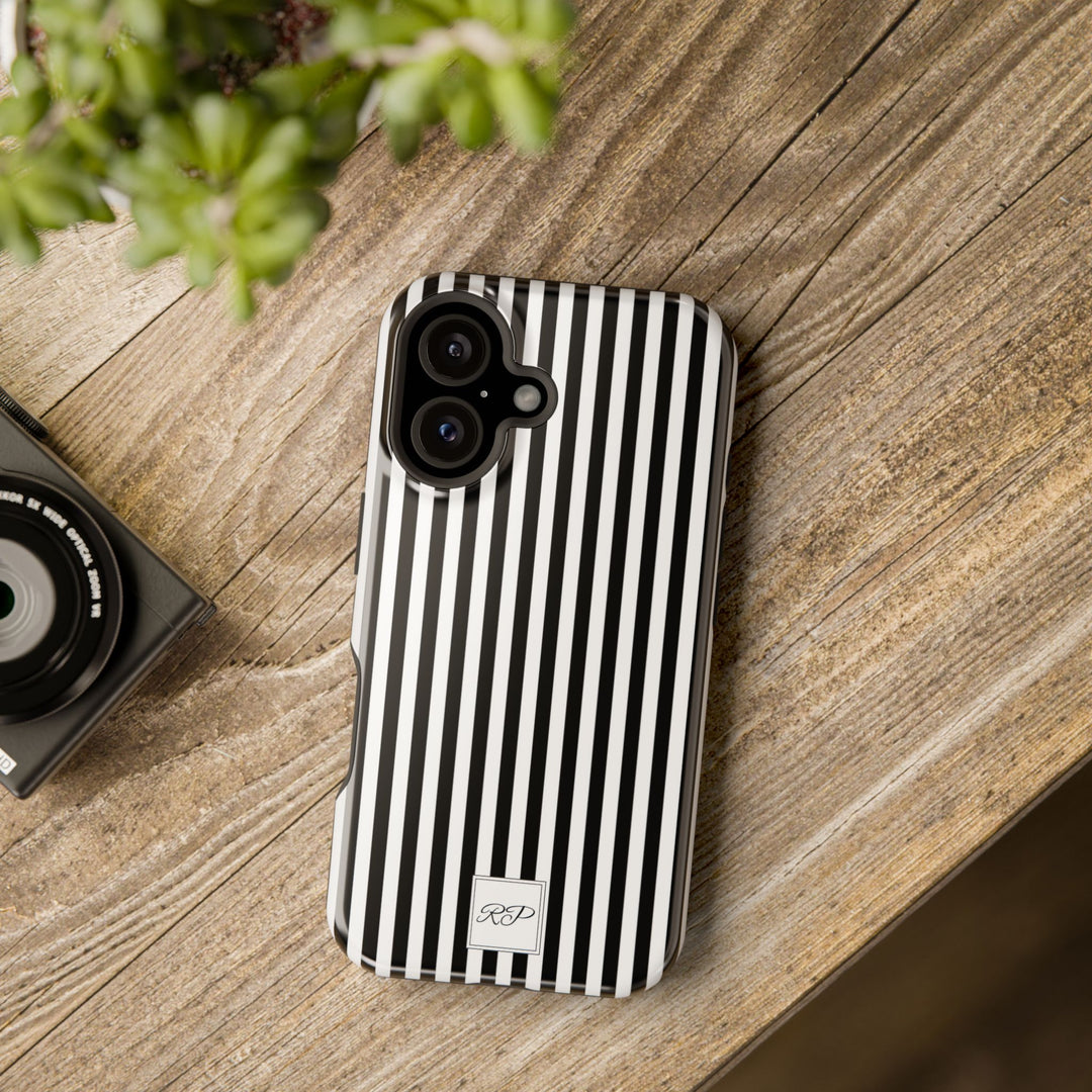 Custom Personalized Black White Striped Magsafe Phone Case for Iphone 17 - | iPhone 16 Pro Max Case | iPhone 15 Case Iphone 14 13 12 11 10 - Studio40ParkLane