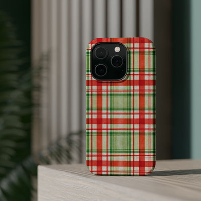 Aesthetic Tough Magsafe Red Green Checkered Phone Case - For iPhone 17 Pro Max iPhone 16 Pro iPhone 15 Iphone 14 Plus 13 Pro 12 11 10 - Studio40ParkLane