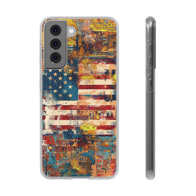 Cute Flexi Phone Cases, US Flag Abstract, Compatible with Samsung Galaxy S23, Samsung S22, Samsung S21, Samsung S20, Galaxy S20 Ultra