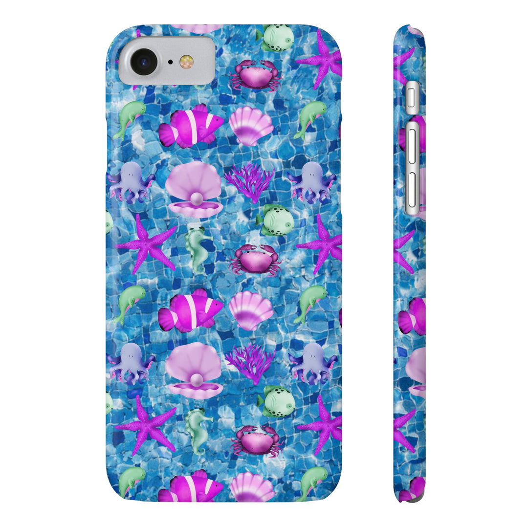 Slim Cute Phone Cases for Iphone - | iPhone 15 Case | iPhone 15 Pro Max Case, Iphone 14 Case, Iphone 14 Pro Max, Iphone 13, Blue Pink Under Sea - Studio40ParkLane