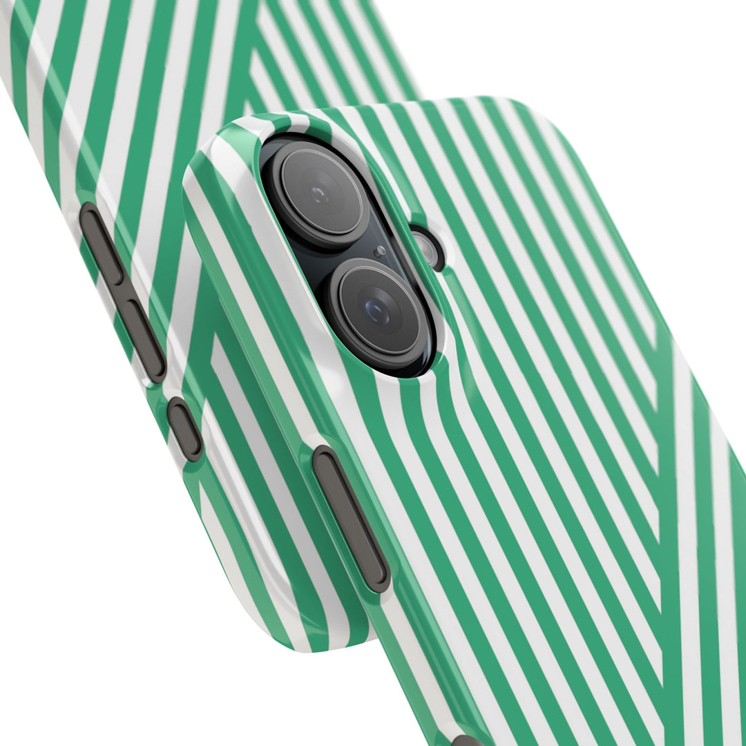 Aesthetic Emerald Stripes Cute Phone Case Sleek Snap - For iPhone 17 Pro Max iPhone 16 Pro iPhone 15 Iphone 14 Plus 13 Pro 12 11 10 Gift
