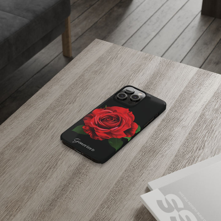 Slim Custom Personalized Red Rose Flowers Gift for Her Cute Phone Cases for Iphone 16 Pro Max | iPhone 15 Case | iPhone 15 Pro Max Case, Iphone 14, Iphone 14 Pro Max, Iphone 13 12 11 8 7 - Studio40ParkLane