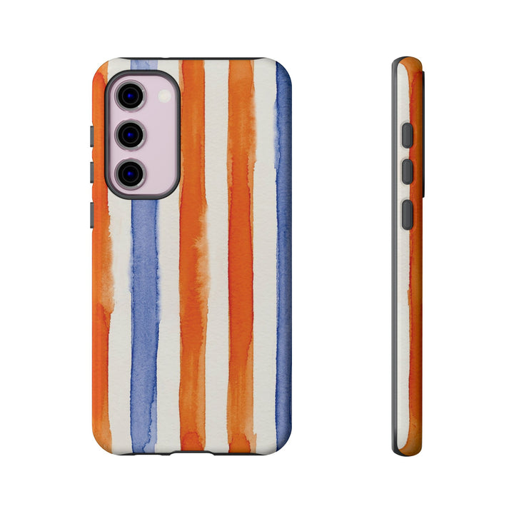 Tough Cute Blue Orange Stripes Phone Case, for IPhone 17 Pro Max | Iphone 17 Air, Iphone 16, IPhone 15, 14 13 12, Samsung Galaxy S26, S25, S24, S23 - Studio40ParkLane