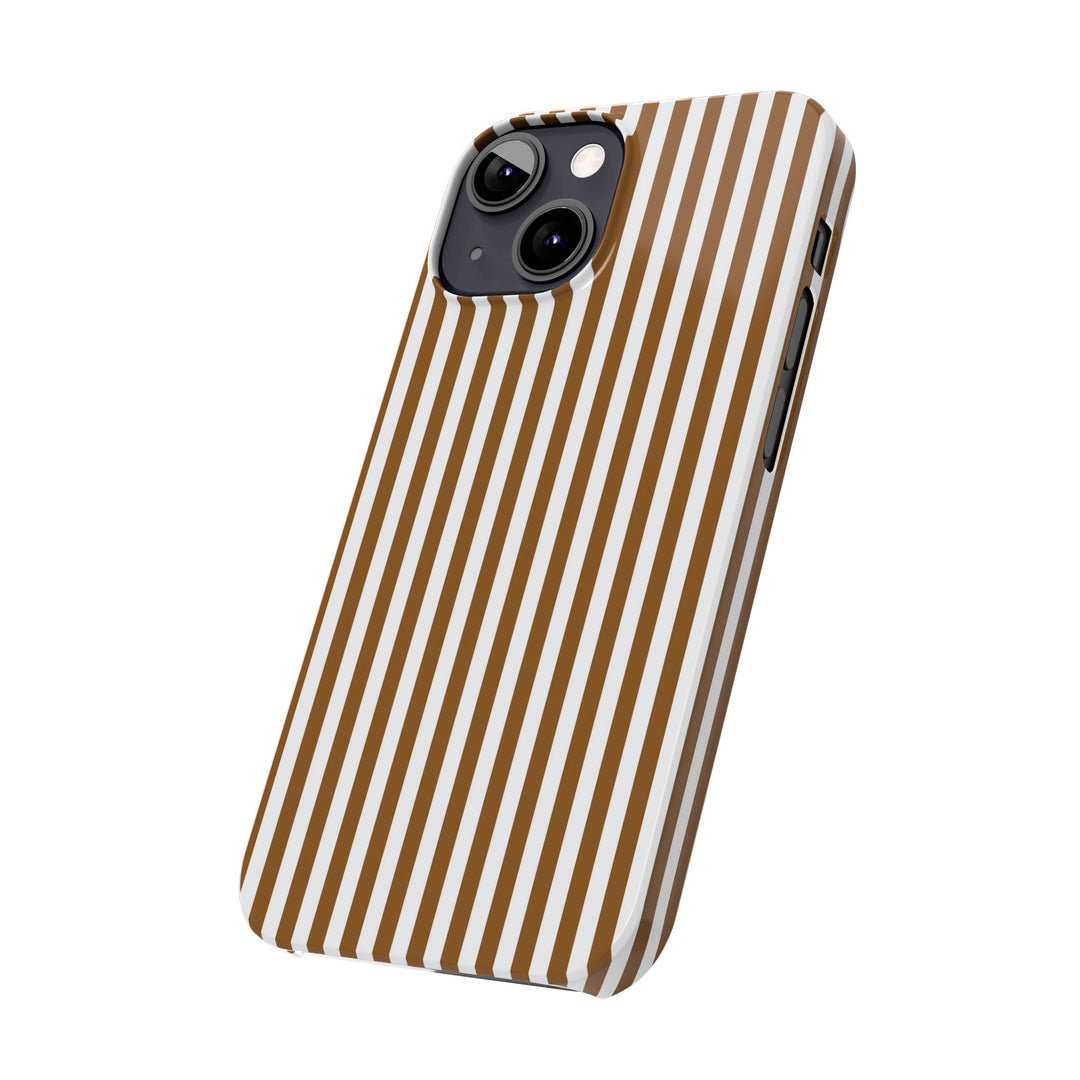 Slim Mocca Brown Striped Cute Phone Case for Iphone 16 - | iPhone 15 Pro Max Case | iPhone 14 Case Iphone 13 12 11 10 9 8 7 XS X Gift for Her - Studio40ParkLane