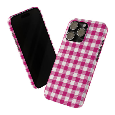 Slim Pink Gingham Gift for Her Cute Phone Cases for Iphone 16 Pro Max | iPhone 15 Case | iPhone 15 Pro Max Case, Iphone 14, 13, 12, 11, 10, 8, 7