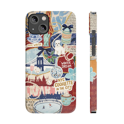 Slim New York Winter Coquette Collage Cute Phone Case for Iphone 16 - | iPhone 15 Pro Max Case | iPhone 14 Case Iphone 13 12 11 10 9 8 7 X - Studio40ParkLane