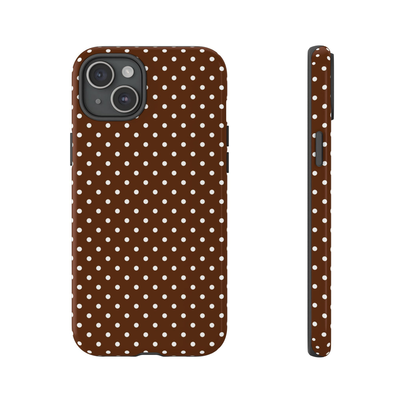 Aesthetic Tough Mocha Brown Polka Dots Premium Phone Case - For iPhone 17 Pro Max iPhone 16 Pro iPhone 15 Iphone 14 Plus 13 Pro 12 11 10 - Studio40ParkLane