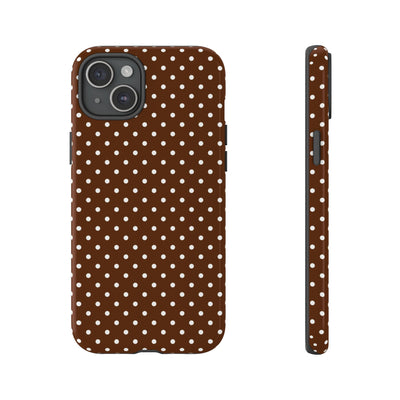 Aesthetic Tough Mocha Brown Polka Dots Premium Phone Case - For iPhone 17 Pro Max iPhone 16 Pro iPhone 15 Iphone 14 Plus 13 Pro 12 11 10 - Studio40ParkLane