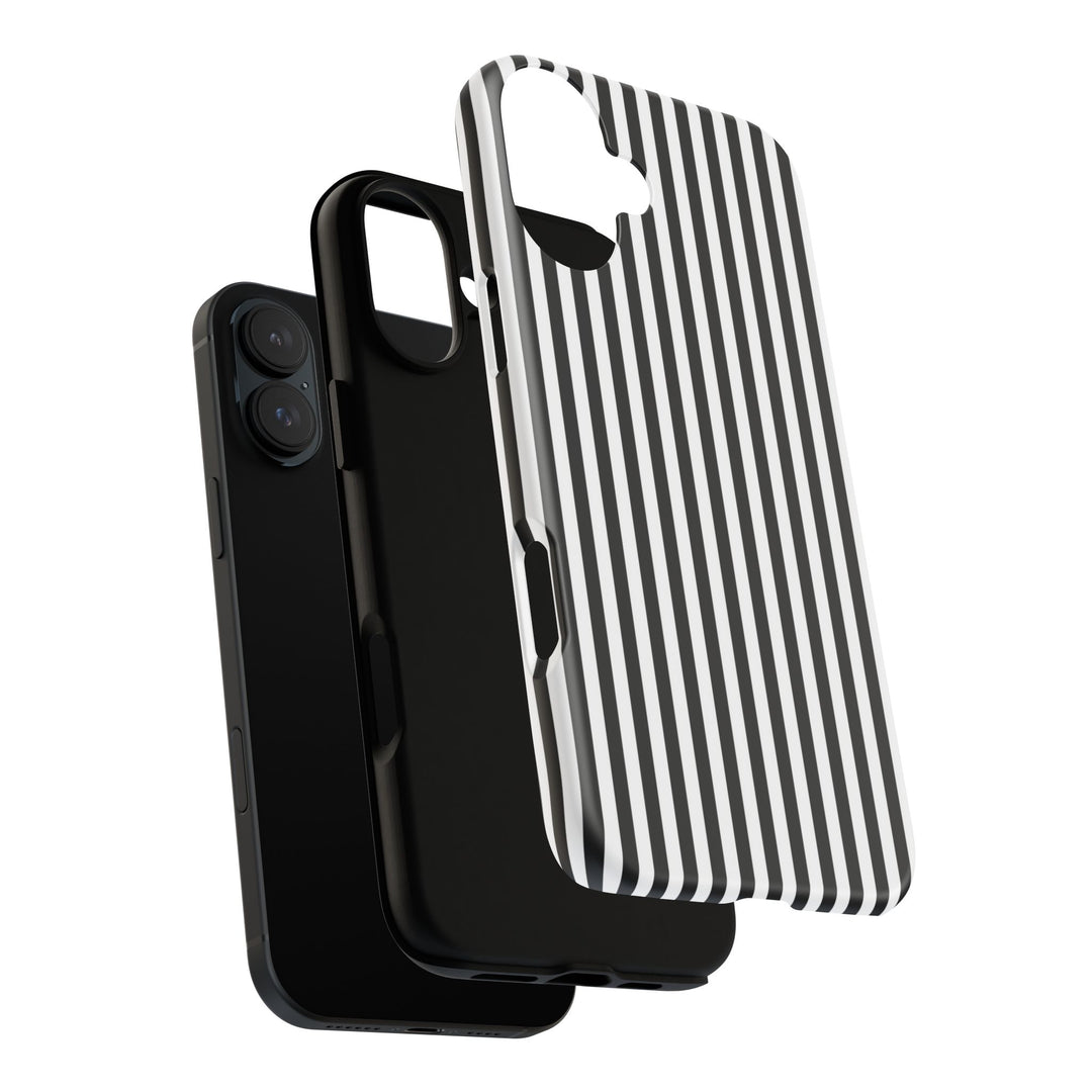 Tough Premium Black White Stripes Phone Case Gift for Her - For Apple iPhone 16 Pro Max 16e iPhone 15 Pro iPhone Iphone 14 Plus 13 Pro 12 SE XR - Studio40ParkLane
