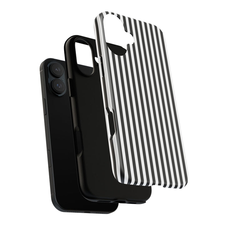 Tough Premium Black White Stripes Phone Case Gift for Her - For Apple iPhone 16 Pro Max 16e iPhone 15 Pro iPhone Iphone 14 Plus 13 Pro 12 SE XR - Studio40ParkLane