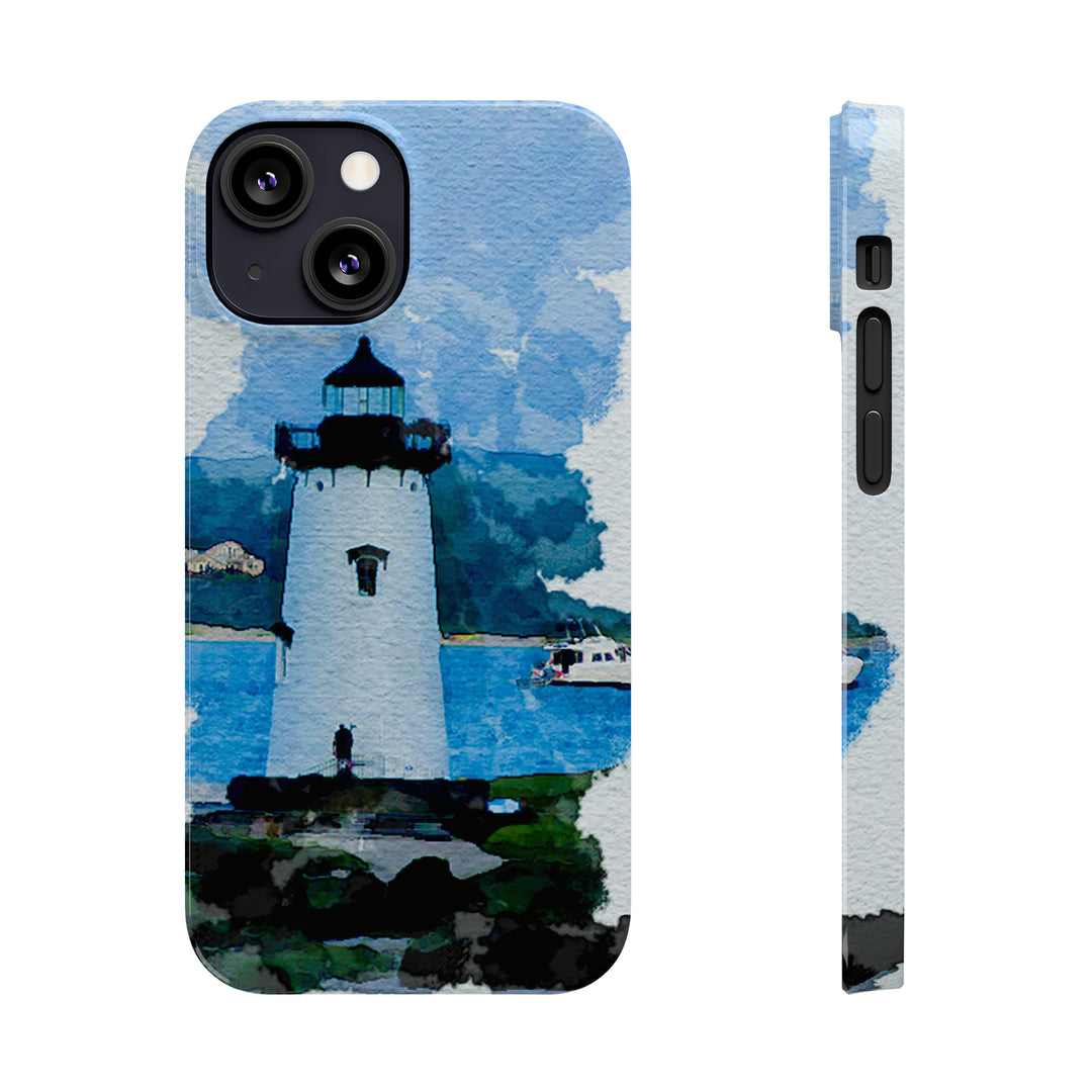 Slim Cute Phone Cases for Iphone - | iPhone 15 Case | iPhone 15 Pro Max Case, Iphone 14 Case, Iphone 14 Pro Max, Iphone 13, Beach Lighthouse Blue - Studio40ParkLane
