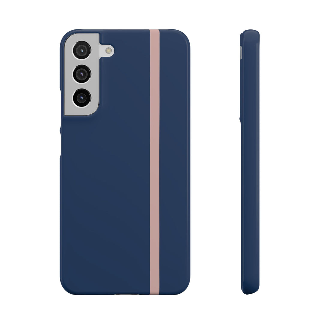 Sleek Navy Blue Pink Stripe Snap Phone Case for iPhone 18 17 16 15 14 13 Pro Max, Samsung Galaxy S26 S25 Ultra Lightweight Cute Phone Case - Studio40ParkLane