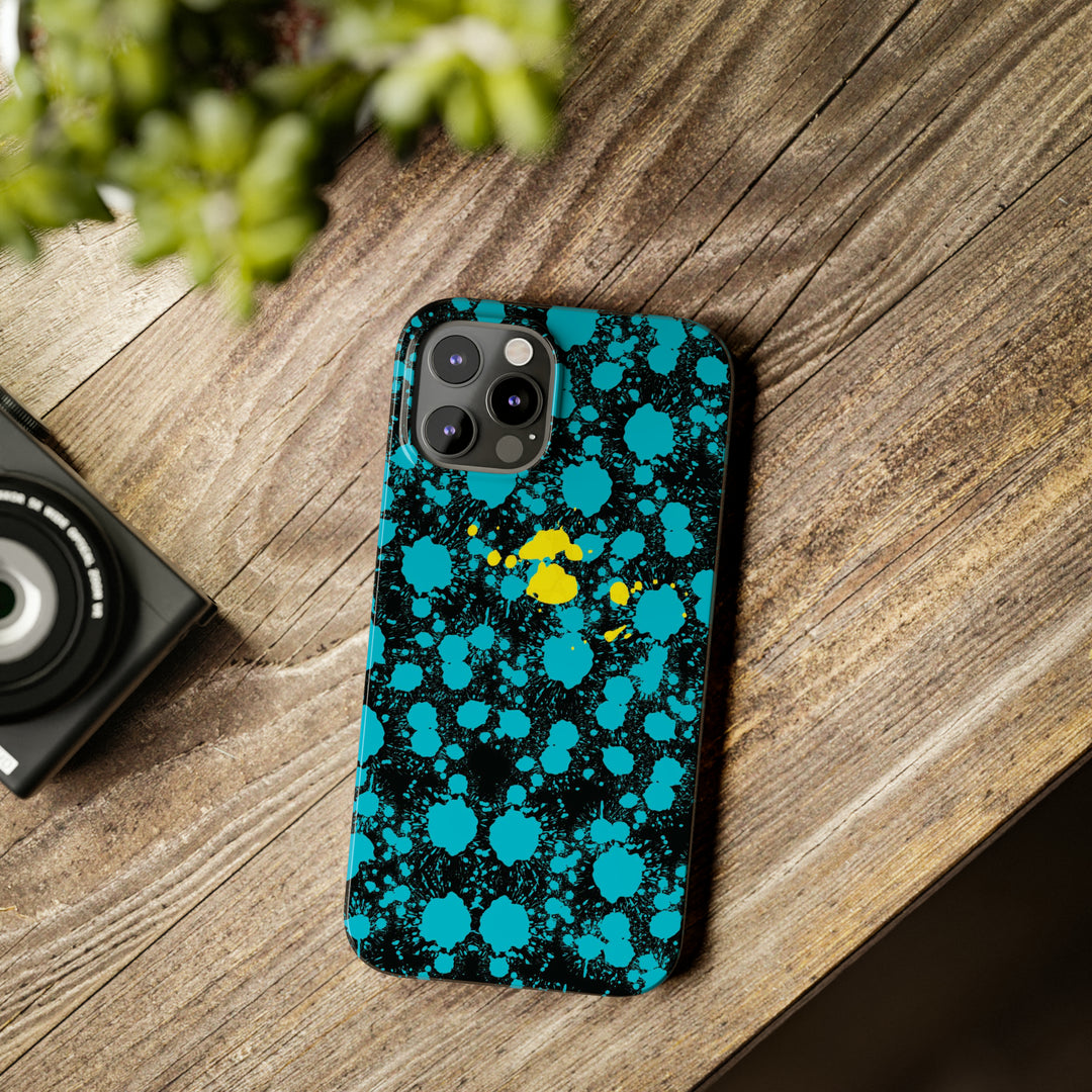 Slim Cute Phone Cases for Iphone - | iPhone 15 Case | iPhone 15 Pro Max Case, Iphone 14 Case, Iphone 14 Pro Max, Iphone 13, Paint Splash Blue Yellow - Studio40ParkLane