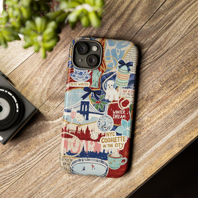 New York Winter Coquette Collage Tough Premium Phone Case - For iPhone 17 Pro Max iPhone 16 Pro iPhone 15 Iphone 14 Plus 13 Pro 12 11 10 XR