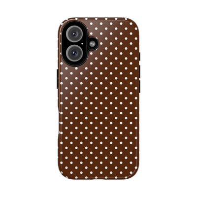 Aesthetic Tough Mocha Brown Polka Dots Premium Phone Case - For iPhone 17 Pro Max iPhone 16 Pro iPhone 15 Iphone 14 Plus 13 Pro 12 11 10 - Studio40ParkLane