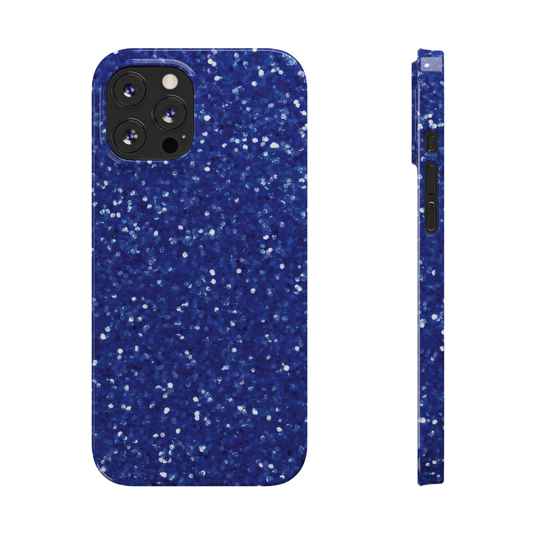 Slim Blue Muted Faux Play on Glitter Effect Cute Phone Cases for Iphone 16 Pro Max | iPhone 15 Case | iPhone 15 Pro Max Case, Iphone 14, Iphone 14 Pro Max, Iphone 13 12 11 8 7 - Studio40ParkLane
