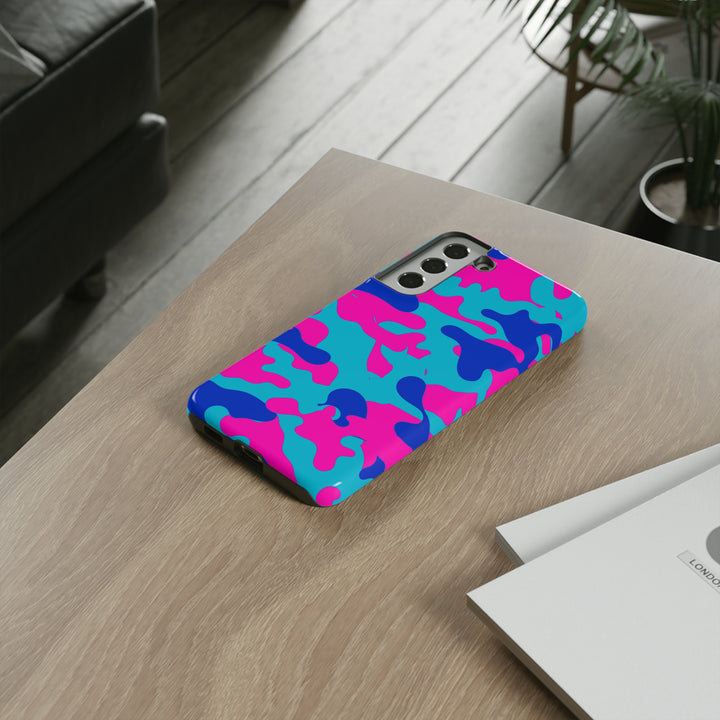 Cute Samsung Phone Case | Aesthetic Samsung Phone Case | Galaxy S23, S22, S21, S20 | Blue Pink Camouflage, Protective Phone Case - Studio40ParkLane