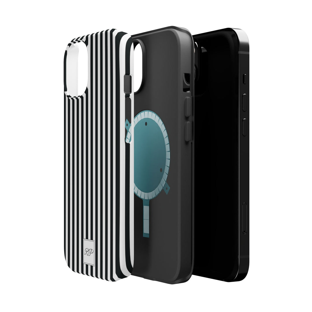 Custom Personalized Black White Striped Magsafe Phone Case for Iphone 17 - | iPhone 16 Pro Max Case | iPhone 15 Case Iphone 14 13 12 11 10 - Studio40ParkLane