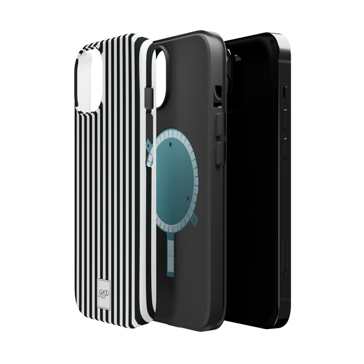 Custom Personalized Black White Striped Magsafe Phone Case for Iphone 17 - | iPhone 16 Pro Max Case | iPhone 15 Case Iphone 14 13 12 11 10 - Studio40ParkLane