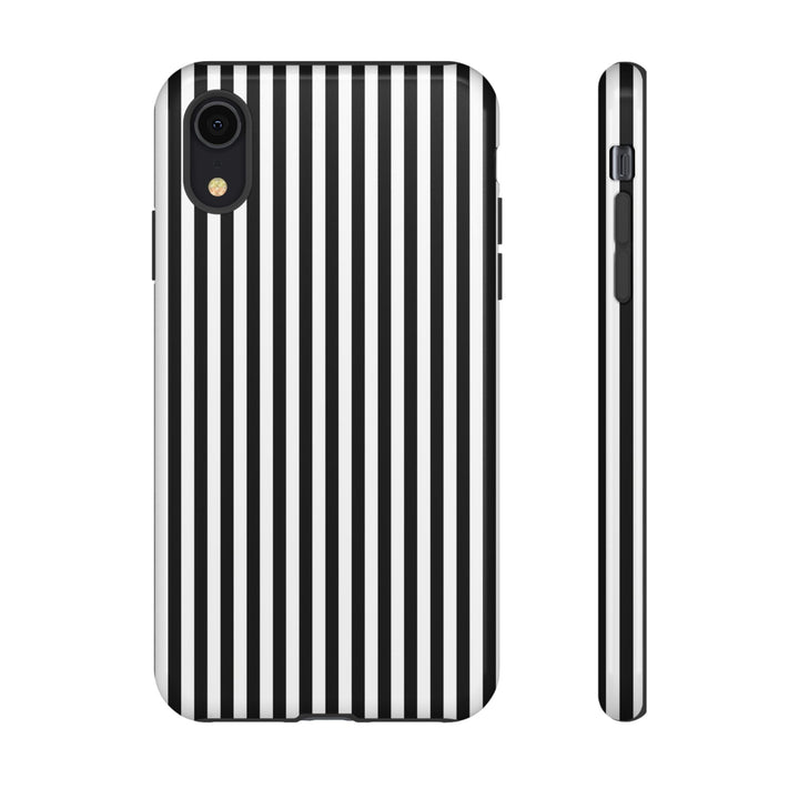Tough Premium Black White Stripes Phone Case Gift for Her - For Apple iPhone 16 Pro Max 16e iPhone 15 Pro iPhone Iphone 14 Plus 13 Pro 12 SE XR - Studio40ParkLane