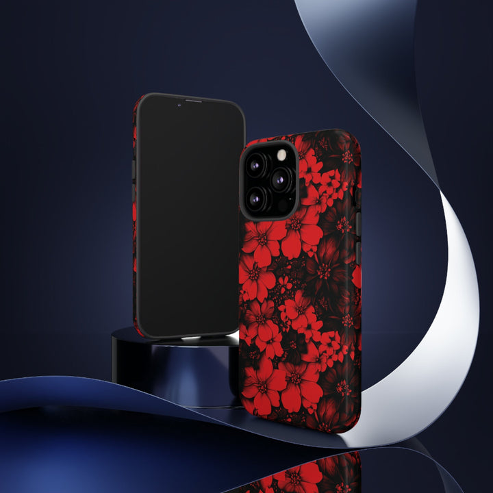 Cute IPhone Case | Red Black Flowers, iPhone 15 Case | iPhone 15 Pro Case, Iphone 14 Case, Iphone 14 Pro Max Case, Protective Iphone Case - Studio40ParkLane
