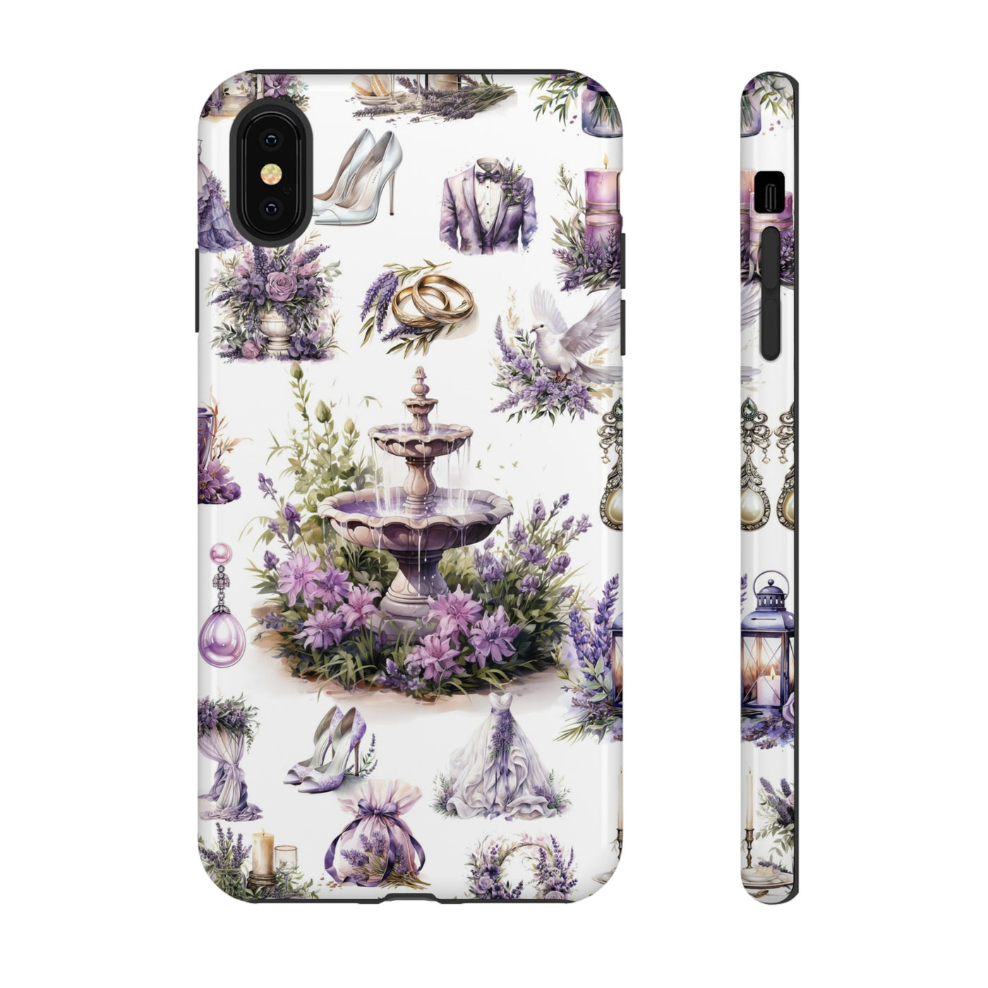 Impact Resistant, Lavender Wedding, Cute Phone Cases for Samsung S24, S23, S22, S21, IPhone 15 pro Iphone 14 pro Iphone 13 IPhone 12 Iphone 11