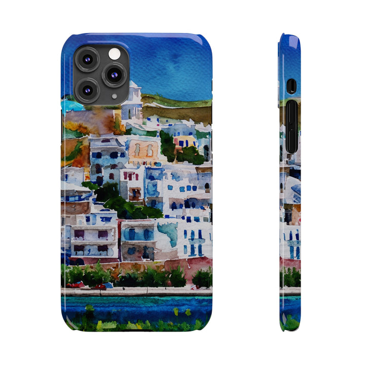 Slim Cute Phone Cases for Iphone | iPhone 15 Case | iPhone 15 Pro Max Case, Iphone 14, Iphone 14 Pro Max, Iphone 13, Colorful Greek House Watercolor - Studio40ParkLane