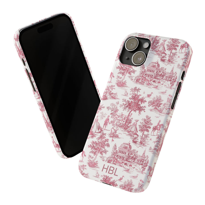 Slim Personalized Slim Pink Vintage French Toile Cute Phone Cases for Iphone 16 Pro Max | iPhone 15 Case | iPhone 15 Pro Max Case, Iphone 14, Iphone 14 Pro Max, Iphone 13 12 11 8 7 - Studio40ParkLane
