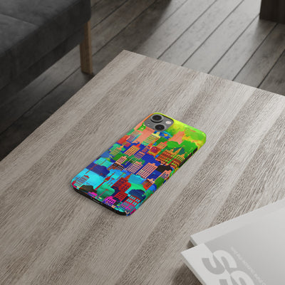 Slim Cute iPhone Cases - | iPhone 15 Case | iPhone 15 Pro Max Case, Iphone 14 Case, Iphone 14 Pro Max, Iphone 13, Summer City Skyline