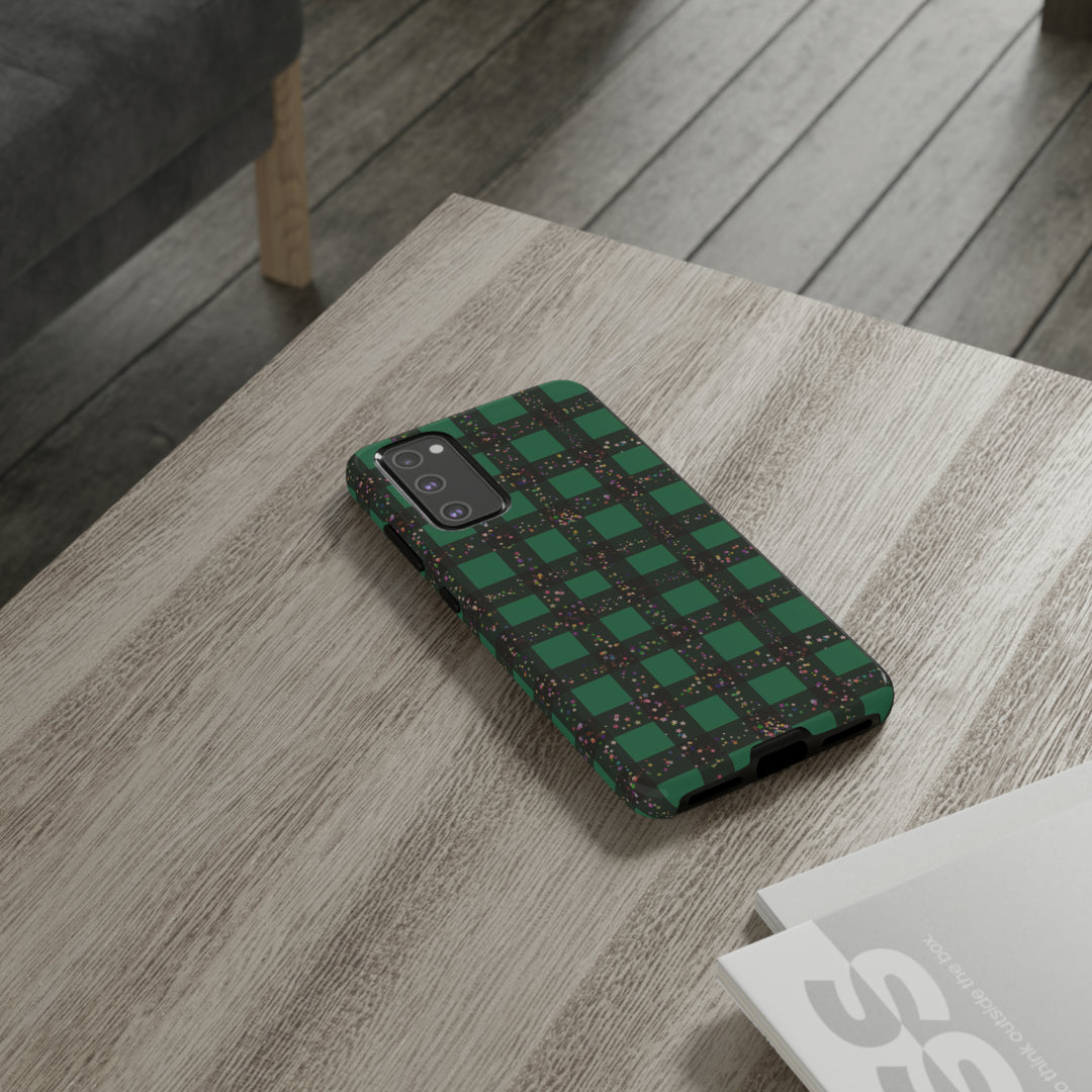 Cute Samsung Phone Cases, Designer Samsung Galaxy S23 Phone Case, Samsung S22 Case, Samsung S21 Case, Samsung S20 Case, Green Festive Plaid - Studio40ParkLane