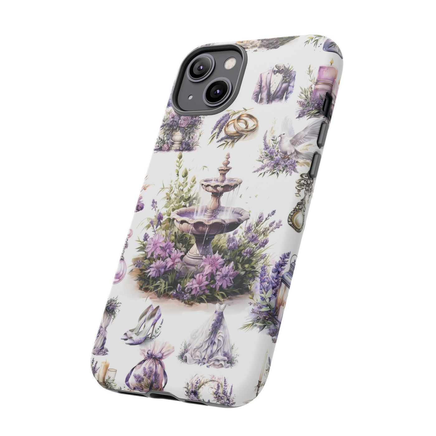 Impact Resistant, Lavender Wedding, Cute Phone Cases for Samsung S24, S23, S22, S21, IPhone 15 pro Iphone 14 pro Iphone 13 IPhone 12 Iphone 11