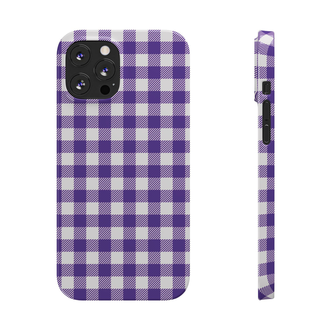 Slim Purple Gingham Gift for Her Cute Phone Cases for Iphone 16 Pro Max | iPhone 15 Case | iPhone 15 Pro Max Case, Iphone 14, 13, 12, 11, 10, 8, 7 - Studio40ParkLane