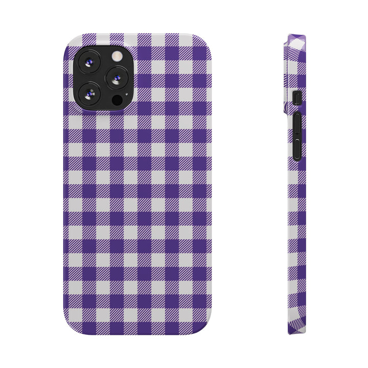 Slim Purple Gingham Gift for Her Cute Phone Cases for Iphone 16 Pro Max | iPhone 15 Case | iPhone 15 Pro Max Case, Iphone 14, 13, 12, 11, 10, 8, 7 - Studio40ParkLane