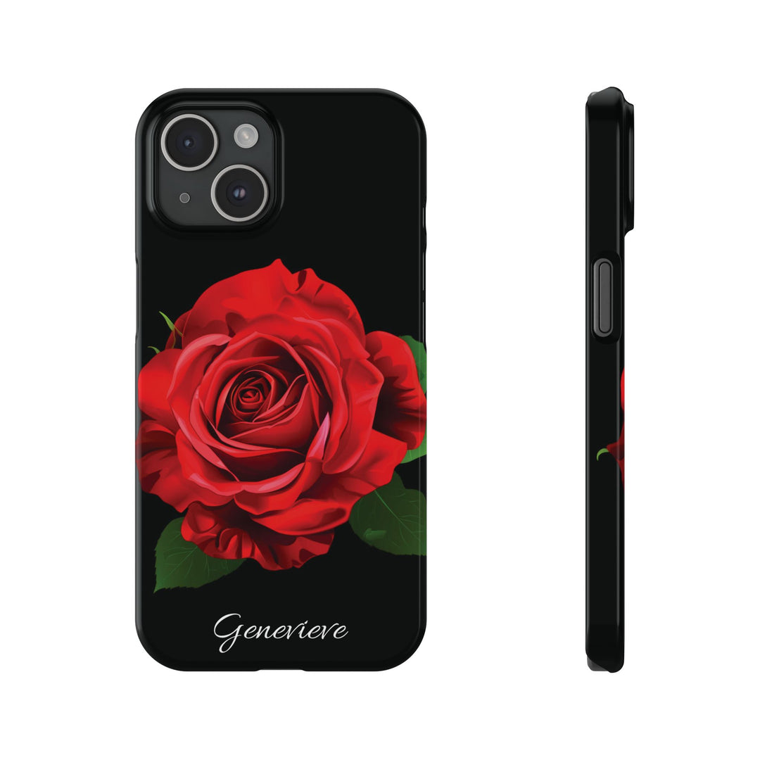 Slim Custom Personalized Red Rose Flowers Gift for Her Cute Phone Cases for Iphone 16 Pro Max | iPhone 15 Case | iPhone 15 Pro Max Case, Iphone 14, Iphone 14 Pro Max, Iphone 13 12 11 8 7 - Studio40ParkLane