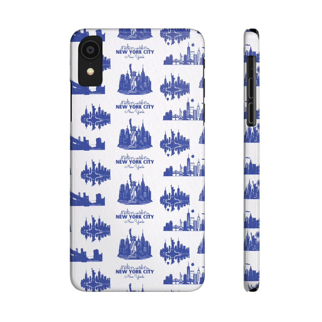 Slim New York Skyline Blue Collage Coquette Gift for Her Cute Phone Cases for Iphone 16 Pro Max | iPhone 15 Case | iPhone 15 Pro Max Case, Iphone 14, Iphone 14 Pro Max, Iphone 13 12 11 8 7 - Studio40ParkLane