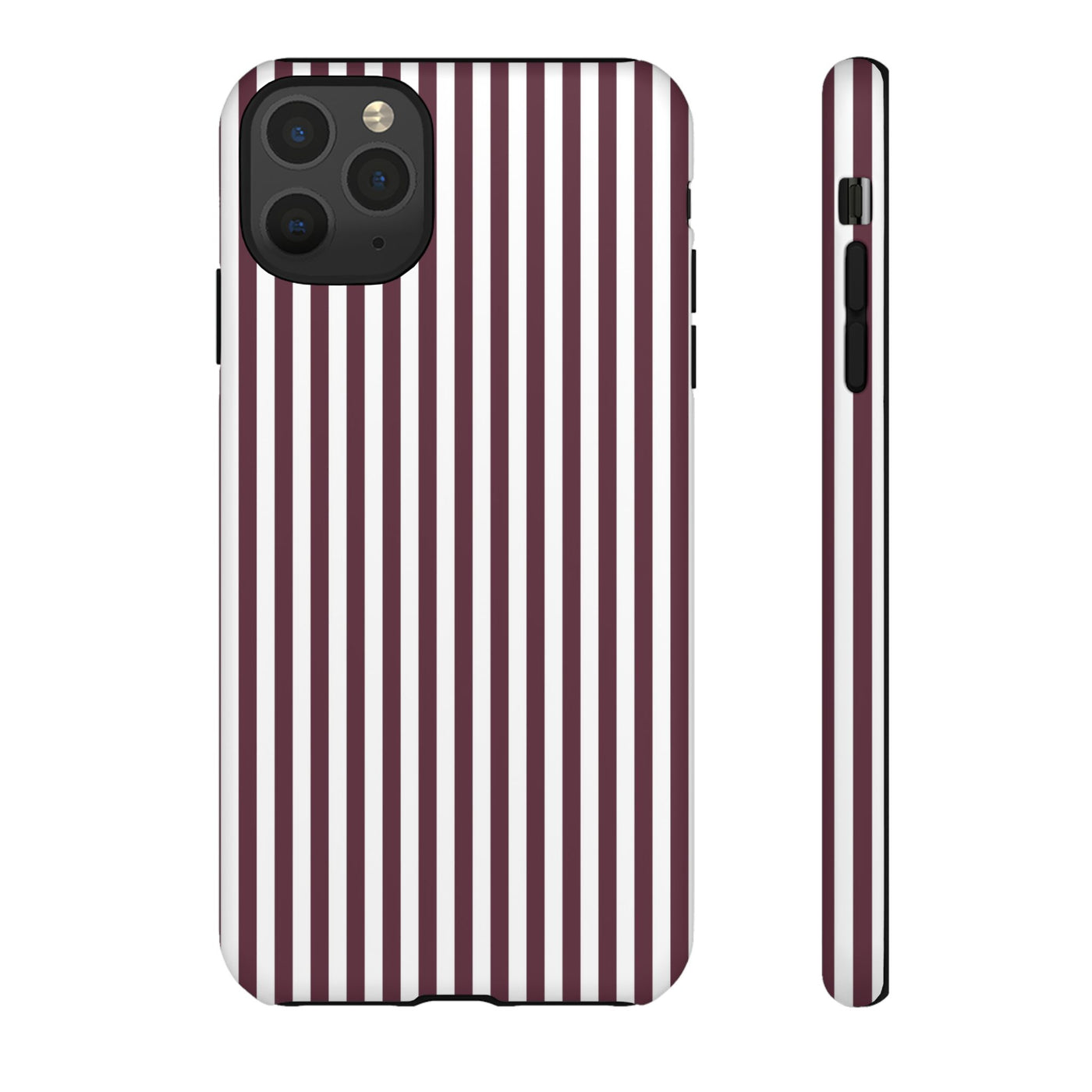 Tough Premium Burgundy Stripes Phone Case Gift for Her - For Apple iPhone 16 Pro Max 16e iPhone 15 Pro iPhone Iphone 14 Plus 13 Pro 12 SE XR - Studio40ParkLane