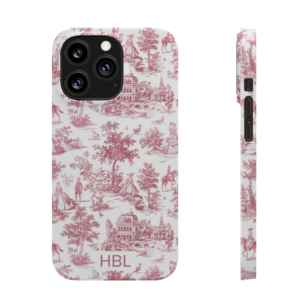 Slim Personalized Slim Pink Vintage French Toile Cute Phone Cases for Iphone 16 Pro Max | iPhone 15 Case | iPhone 15 Pro Max Case, Iphone 14, Iphone 14 Pro Max, Iphone 13 12 11 8 7 - Studio40ParkLane